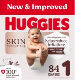 Huggies Size 1 Diapers, Skin Essentials Baby Diapers, Size 1 (8-14 lbs), 84 Count, Packaging May Vary