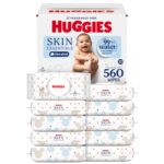 Huggies Skin Essentials Baby Wipes, Hypoallergenic, 99% Water, 10 Flip Top Packs (560 Wipes Total)