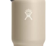 Hydro Flask Travel Water Bottle - Insulated Stainless Steel - Wide Straw Lid, Non Spill, Leakproof in 32 Oz Oat Tan