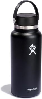 Hydro Flask Water Bottle - Insulated Stainless Steel - Wide Mouth Flex Lid, Non Spill, Leakproof and Refillable in 32 Oz Black - Image 2