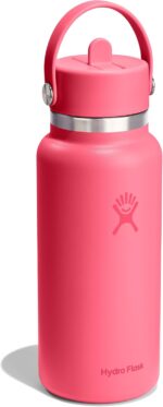 Hydro Flask Water Bottle - Insulated Stainless Steel - Wide Mouth Flex Straw Lid, Non Spill, Leakproof and Refillable in 32 Oz Popstar Pink - Image 2
