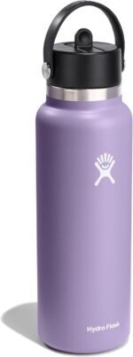 Hydro Flask Water Bottle - Insulated Stainless Steel - Wide Mouth Flex Straw Lid, Non Spill, Leakproof and Refillable in 40 Oz Moonshadow - Image 2