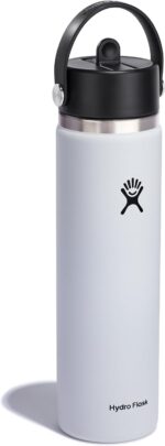 Hydro Flask Water Bottle - Insulated Stainless Steel - Wide Straw Lid, Non Spill, Leakproof in 24 Oz White - Image 2