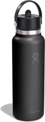 Hydro Flask Water Bottle - Insulated Stainless Steel - Wide Straw Lid, Non Spill, Leakproof in 40 Oz Tonal Black - Image 2