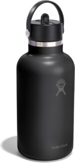 Hydro Flask Water Bottle - Insulated Stainless Steel - Wide Straw Lid, Non Spill, Leakproof in 64 Oz Tonal Black - Image 2
