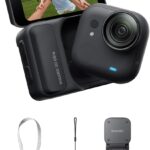 Insta360 GO Ultra - Small 4K Vlogging Camera, Hands-Free, POV Cam, 1/1.28" Sensor, 53g Lightweight, 156° FOV, 200 Min Battery Life, Magnetic Wearable Action Camera for Sports, Vlog，Midnight Black