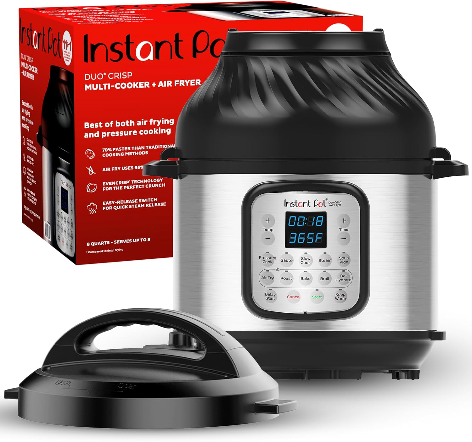Instant-Pot-Duo-Crisp-11-in-1-Air-Fryer-and-Electric-Pressure.jpg Instant Pot Duo Crisp 11-in-1 Air Fryer and Electric Pressure Cooker Combo with Multicooker Lids that Air Fries, Steams, Slow Cooks, Sautés, Dehydrates, & More, Free App With Over 800 Recipes, 6 Quart - Image 1