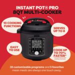Instant Pot Pro (8 QT) 10-in-1 Pressure Cooker, Slow Cooker, Rice/Grain Cooker, Steamer, Sauté, Sous Vide, Yogurt Maker, Sterilizer, and Warmer, Includes App with Over 800 Recipes, Black - Image 2