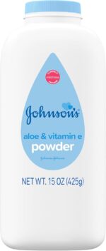 Johnson's Baby Powder with Naturally Derived Cornstarch, Aloe & Vitamin E for Delicate Skin, Hypoallergenic, Free of Parabens, Phthalates & Dyes for Gentle Baby Skin Care, 15 oz