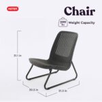 Keter Rio 3 Piece Resin Wicker Patio Furniture Set with Side Table and Outdoor Chairs for Front Porch and Backyard Decor, Dark Grey - Image 2