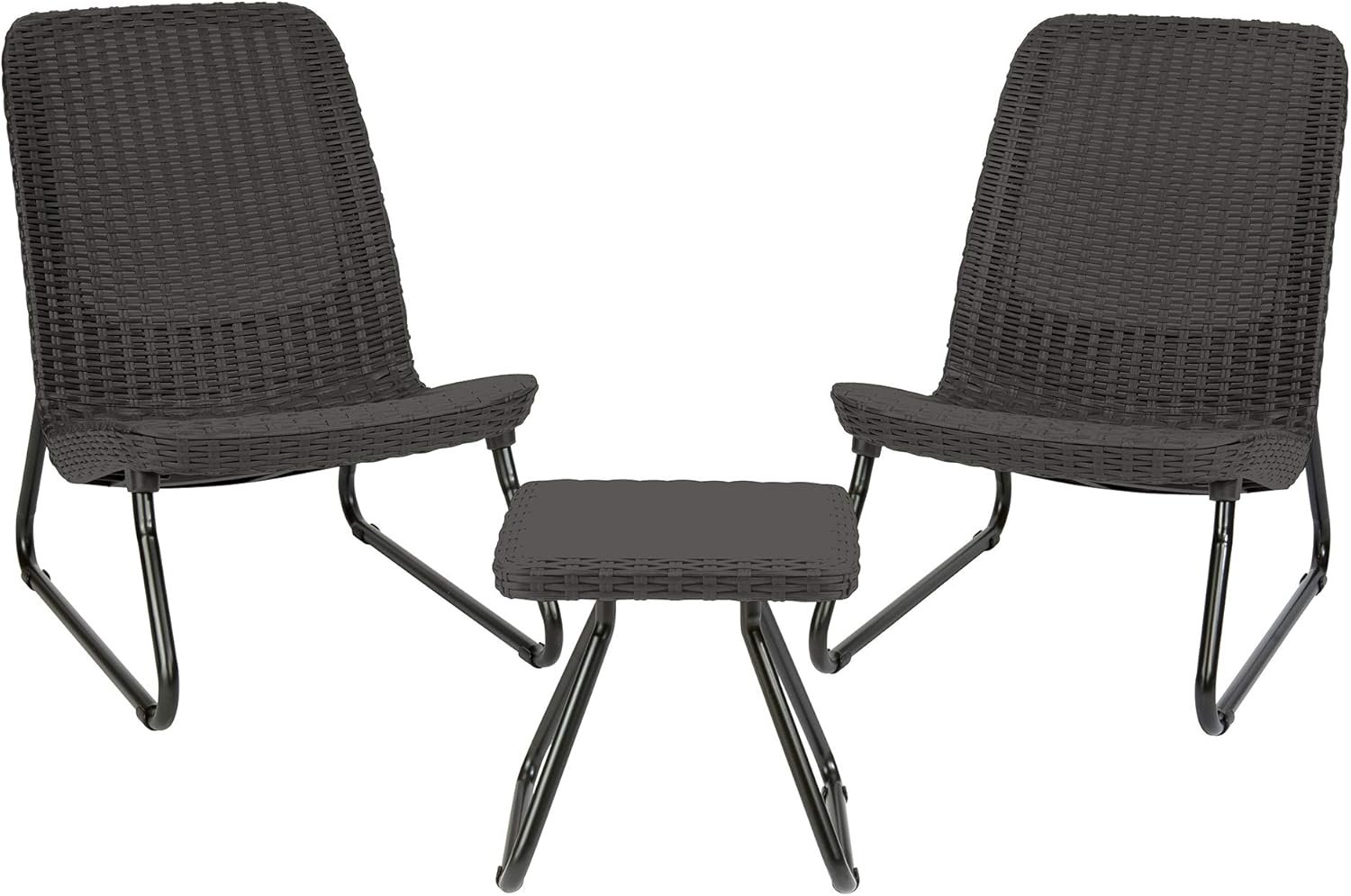 Keter-Rio-3-Piece-Resin-Wicker-Patio-Furniture-Set-with.jpg Keter Rio 3 Piece Resin Wicker Patio Furniture Set with Side Table and Outdoor Chairs for Front Porch and Backyard Decor, Dark Grey - Image 1