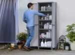 Keter Storage Cabinet with Doors and Shelves for Laundry Room, Garage, Bathroom Accessories, Closet and Home Organization, White & Grey - Image 2