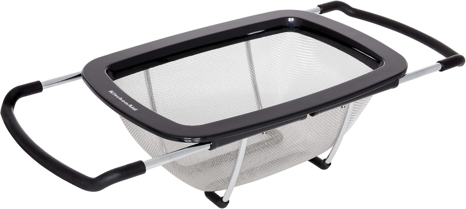 KitchenAid-Expandable-Stainless-Steel-Colander-Black.jpg KitchenAid Expandable Stainless Steel Colander, Black - Image 1