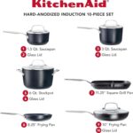 KitchenAid Hard-Anodized Induction Nonstick Cookware Pots and Pans Set, 10-Piece, Matte Black - Image 2