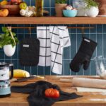 KitchenAid Quilted Cotton Terry Cloth Oven Mitt, Pot Holder, Kitchen Towel 4-Pack Set, Heat Resistant, Silicone Grip, Gift Set, Matte Black, 16"x26", 7"x13" & 7"x10" - Image 2