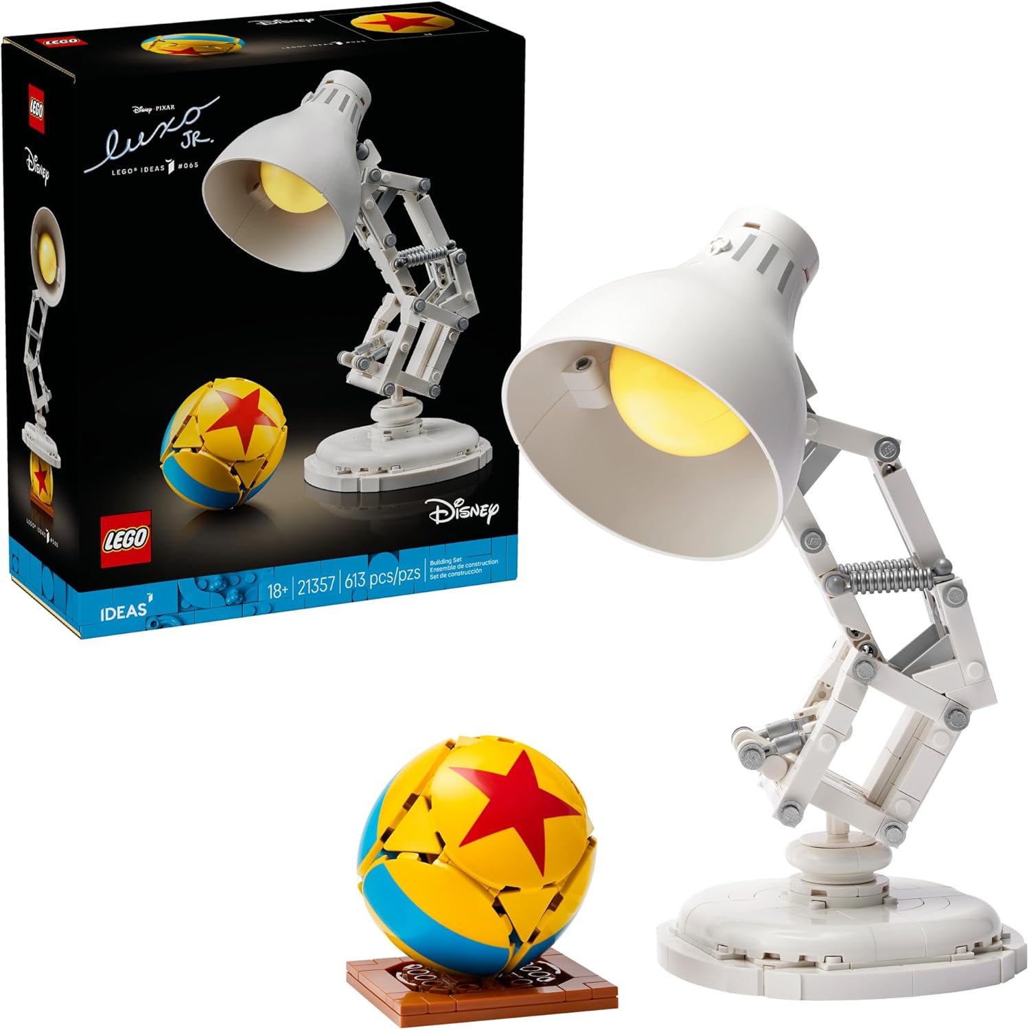 LEGO-Ideas-Disney-Pixar-Luxo-Jr-Room-Decor-and.jpg LEGO Ideas Disney Pixar Luxo Jr. - Room Decor and Building Set for Adults - Office and Desk Decor for Women and Men, Ages 18+ - Brick-Built Lamp DIY Kit - Collectible Gift Idea for Movie Fans - 21357 - Image 1