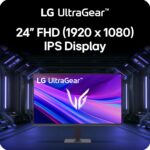 LG 24G411A-B 24-inch Ultragear Full HD (1920 x 1080) IPS Gaming Monitor, 144Hz (O/C), 1ms MBR, NVIDIA G-Sync Compatible, AMD FreeSync, HDR10, HDMI, DisplayPort, Slim Stand, Black - Image 2