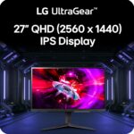 LG 27GR83Q-B 27-inch Ultragear QHD (2560x1440) IPS Gaming Monitor, 240Hz, 1ms, DisplayHDR 400, G-Sync AMD FreeSync Premium, HDMI 2.1 DisplayPort, 4-Pole HP Out DTS GP:X, Tilt/Height/Pivot Stand, Black - Image 2