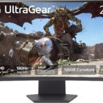 LG 27GS60QC-B Ultragear 27-inch Curved Gaming Monitor QHD (2560x1440) 180Hz 1ms 1000R AMD FreeSync HDR10 HDMIx2 DisplayPort Borderless Design Black Stabilizer DAS Crosshair FPS Counter - Black