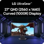 LG 27GS60QC-B Ultragear 27-inch Curved Gaming Monitor QHD (2560x1440) 180Hz 1ms 1000R AMD FreeSync HDR10 HDMIx2 DisplayPort Borderless Design Black Stabilizer DAS Crosshair FPS Counter - Black - Image 2