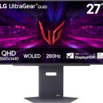 LG 27GX700A-B 27-inch Ultragear QHD (2560 x 1440) OLED Gaming Monitor, 280Hz, 0.03ms, NVIDIA G-Sync, AMD FreeSync Premium Pro, VESA DisplayHDR TrueBlack500, with up to DCI-P3 99.5%, HDMI 2.1, Black