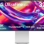 LG 32U990A-S 32-Inch Ultrafine 6K (6144 x 3456) Nano IPS Black Thunderbolt 5 Professional Monitor, 60Hz, DisplayHDR 600, Speakers, HDMI 2.1, DisplayPort 2.1, USB-C, Tilt/Height/Pivot Stand, Silver