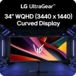 LG 34G630A-B 34-Inch Ultragear WQHD (3440 x 1440) Curved Gaming Monitor, 240Hz, 1ms, FreeSync Premium, DisplayHDR 400, Built-in Speaker, HDMI, DisplayPort, USB Type-C, Tilt/Height/Swivel Stand, Black - Image 2