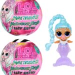 LOL Surprise Mermaids! Makeover Magic Baby Sisters 2 Pack with DIY Wearable Lip Gloss Makeup for You and Your Doll, Fun Water Play, Kids Gift Ages 4+