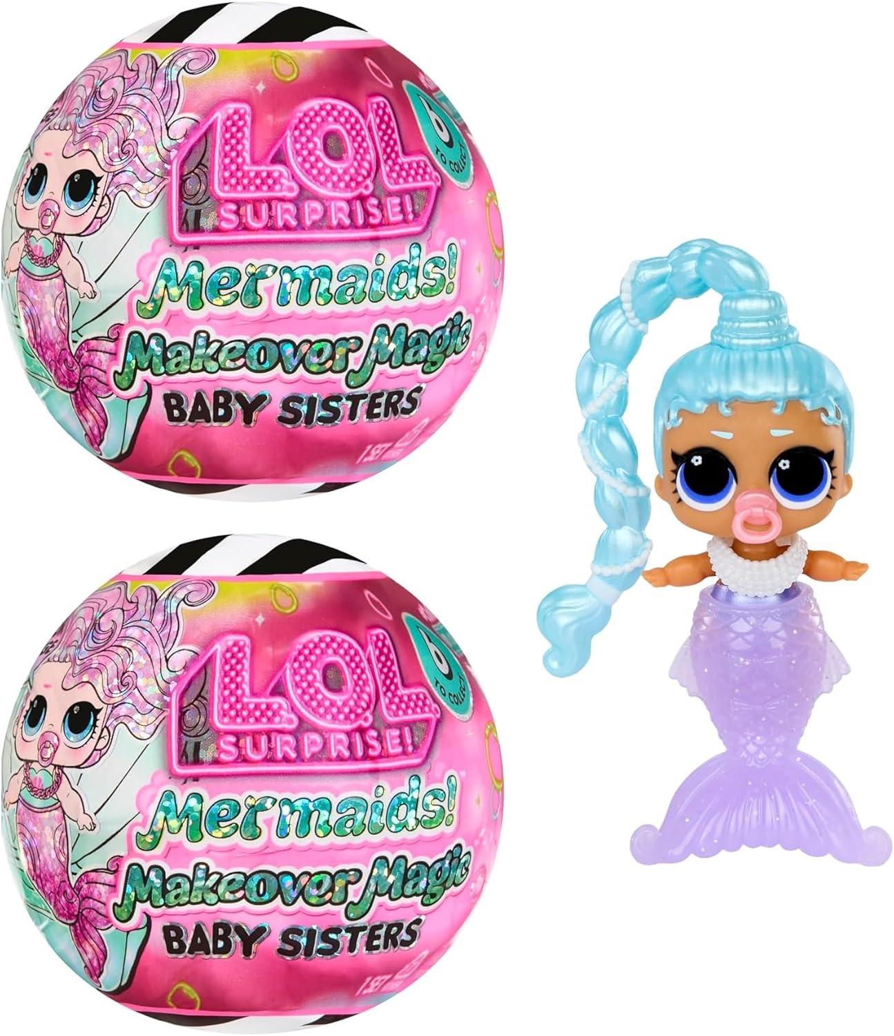 LOL-Surprise-Mermaids-Makeover-Magic-Baby-Sisters-2-Pack-with.jpg LOL Surprise Mermaids! Makeover Magic Baby Sisters 2 Pack with DIY Wearable Lip Gloss Makeup for You and Your Doll, Fun Water Play, Kids Gift Ages 4+ - Image 1
