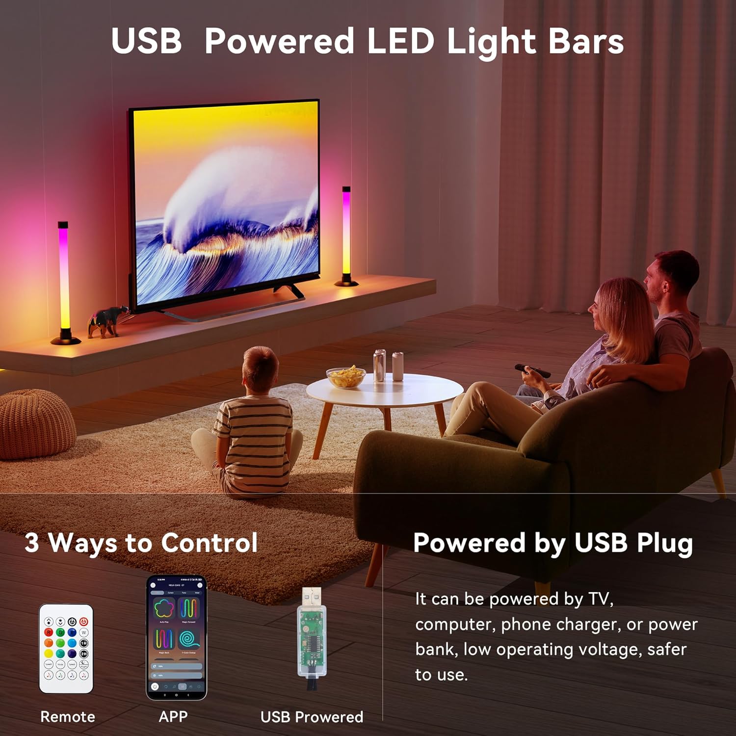 Ledagic-Led-Light-Bar-with-Music-Sync-Color-Changing-TV.jpg Ledagic Led Light Bar with Music Sync, Color Changing TV Backlight App & Remote Control, IC+RGB & W Smart RGB Light Bar, USB Powered Led Lights for TV, PC Room Monitor Backlight Gaming Accessories - Image 1