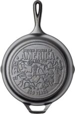 Lodge 10.25 Inch Cast Iron Skillet – Pre-Seasoned Frying Pan with Teardrop Handle – Oven, Stovetop, Grill & Campfire Use – Made in USA – Non-Toxic, Even-Heating Cookware – 250th Anniversary Logo