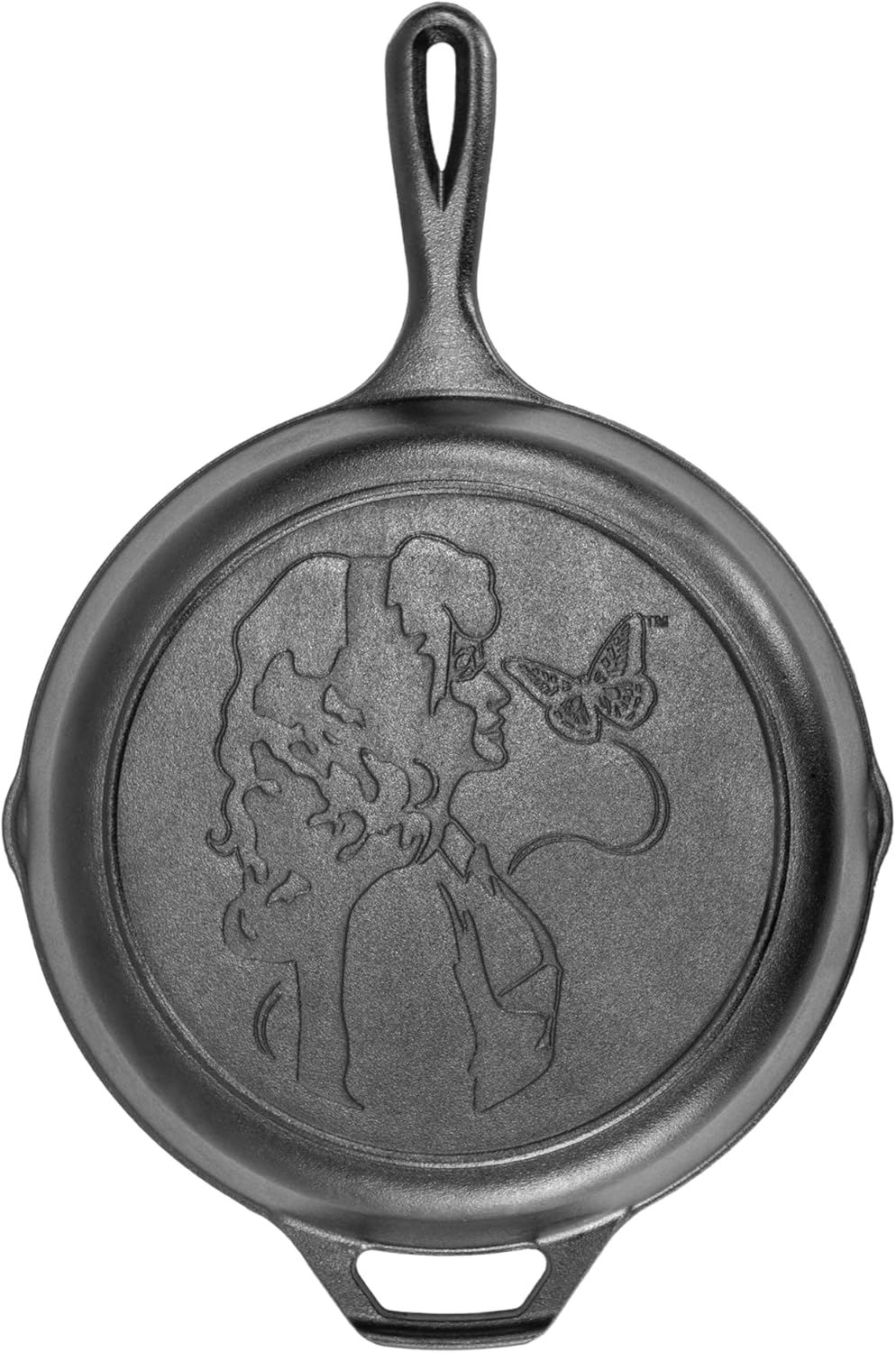 Lodge-1025-Inch-Dolly-Parton-Pre-Seasoned-Cast-Iron-Stamped-Skillet.jpg Lodge 10.25 Inch Dolly Parton Pre-Seasoned Cast Iron Stamped Skillet - Signature Teardrop Handle - Use in the Oven, on the Stove, on the Grill, or Over a Campfire, Black - Image 1