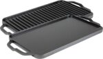 Lodge 19.5" X 10" Cast Iron Reversible Grillgriddle - Double Burner Griddle - Indoor & Outdoor Cooking - Superior Heat Retention - Reversible Grill Griddle - Made in the USA
