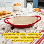 Lodge 2 Quart Enameled Cast Iron Oval Caserole – Dual Handles – Oven Safe up to 500° F or on Stovetop - Use to Marinate, Cook, Bake, Refrigerate and Serve – Red - Image 2