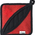 Lodge 6.5 Inch 2 in 1 Silicone and Fabric Trivet/Potholder - Dishwasher Safe Trivet Designed for Universal Use - Reusable Heat Protection up to 450° - Red and Black