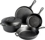 Lodge Cast Iron Set - 5-Piece Set - Pre-Seasoned Kitchen Set - Skillets, Griddle & Dutch Oven Included - PFAS-Free Non-Toxic Cookware