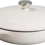 Lodge Essential Enamel Braiser - Refrigerator- & Oven-Safe up to 500° F - Heat-Retaining, Induction-Safe & PFAS-Free Enamel Cookware - 3.6 Quart, Oyster White