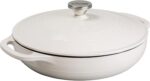 Lodge Essential Enamel Braiser - Refrigerator- & Oven-Safe up to 500° F - Heat-Retaining, Induction-Safe & PFAS-Free Enamel Cookware - 3.6 Quart, Oyster White