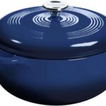 Lodge Essential Enamel Cast Iron Dutch Oven 6 Quarts - Perfect for Bread Baking, Braising, Marinating & Slow Cooking, Features Moisture-Sealing Lid & Dual Handles, Kitchen Essentials, Indigo