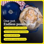 Lodge Essential Enamel Cast Iron Dutch Oven 6 Quarts - Perfect for Bread Baking, Braising, Marinating & Slow Cooking, Features Moisture-Sealing Lid & Dual Handles, Kitchen Essentials, Indigo - Image 2