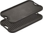 Lodge Pro-Grid Reversible Grill/Griddle - 20 Inches x 10.5 Inches - Dual-Sided Cast Iron Griddle - Double Burner Grill - Even Heat Distribution - PFAS-Free Non-Toxic Cookware | camping-cooking-utensils