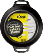 Lodge Seasoned Cast Iron Baker’s Skillet - Heavy Duty Baking Pan with Dual Handles - Oven Ready Cast Iron Bakeware for Desserts, Roasting & Baking - 10.25 Inches