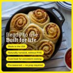 Lodge Seasoned Cast Iron Baker’s Skillet - Heavy Duty Baking Pan with Dual Handles - Oven Ready Cast Iron Bakeware for Desserts, Roasting & Baking - 10.25 Inches - Image 2