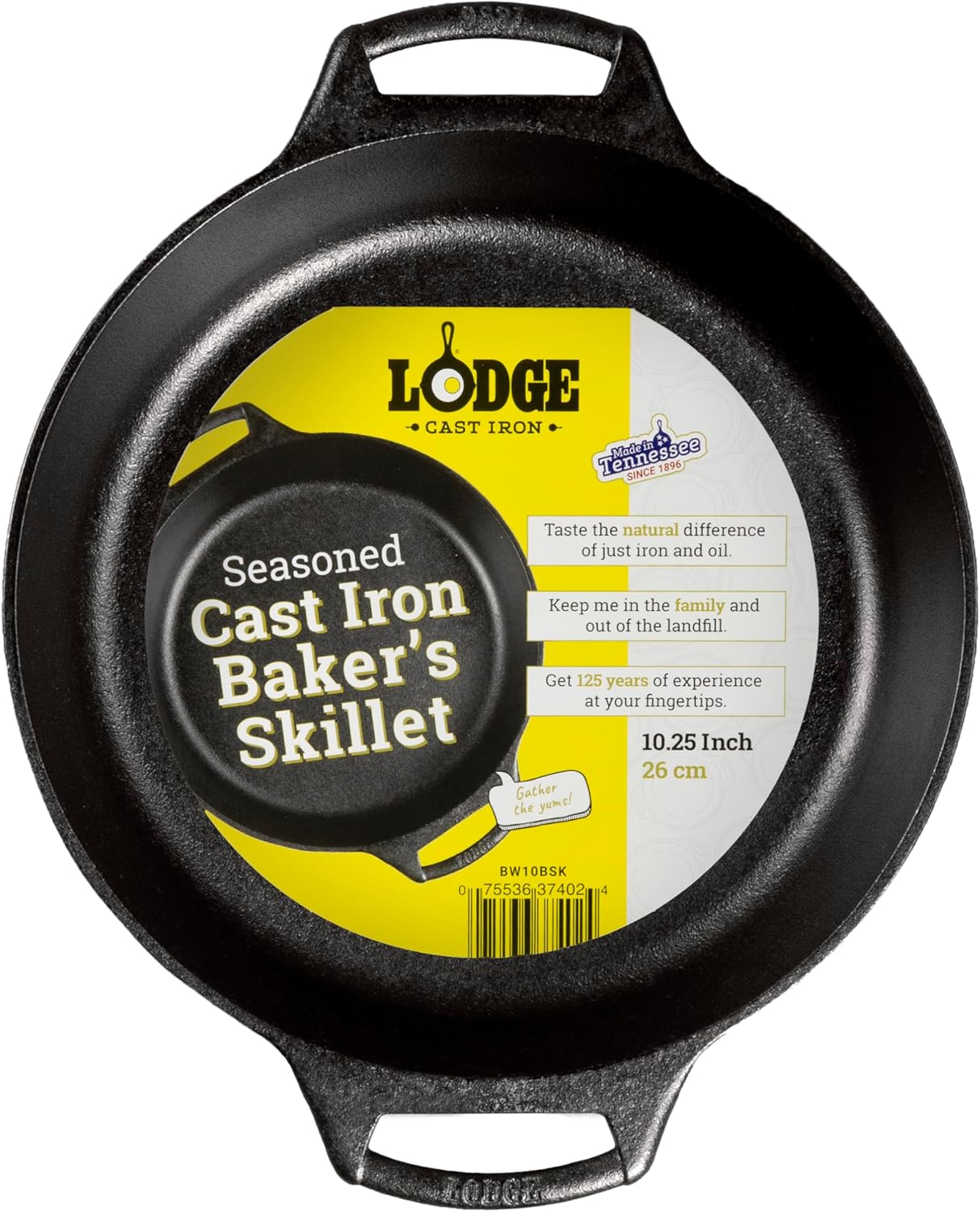 Lodge-Seasoned-Cast-Iron-Bakers-Skillet-Heavy-Duty-Baking.jpg Lodge Seasoned Cast Iron Baker’s Skillet - Heavy Duty Baking Pan with Dual Handles - Oven Ready Cast Iron Bakeware for Desserts, Roasting & Baking - 10.25 Inches - Image 1