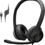 Logitech H390 Wired Headset for PC/Laptop, Stereo Headphones with Noise Cancelling Microphone, USB-A, in-Line Controls, Works with Chromebook - Black