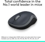 Logitech M185 Wireless Mouse, 2.4GHz with USB Mini Receiver, 12-Month Battery Life, 1000 DPI Optical Tracking, Ambidextrous, Compatible with PC, Mac, Laptop - Swift Grey - Image 2
