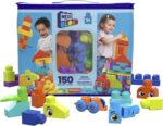 MEGA BLOKS Bigger Building Bag Building Set with 150 Big and Colorful Building Blocks, and 1 Storage Bag, Toy Gift Set for Ages 1 and up