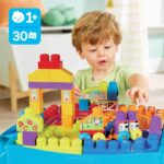 MEGA BLOKS First Builders Toddler Blocks Toy, Build 'n Learn Portable Activity Table with 30 Pieces and Built-In Storage, Blue, Kids Ages 1+ Years (Amazon Exclusive) - Image 2