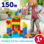 MEGA BLOKS First Builders Toddler Blocks Toys Set, Deluxe Building Bag with 150 Pieces and Storage, Creative Open-Ended Play, Blue, Ages 1+ Years (Amazon Exclusive) - Image 2