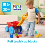 MEGA BLOKS First Builders Toddler Building Toy, Block Scooping Pull Wagon with 20 Pieces and Built-in Storage, Picks Up Blocks, Red, Kids Ages 1+ - Image 2